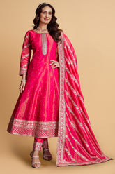 Pink Tissue Sequin Embroidered Anarkali Suit
